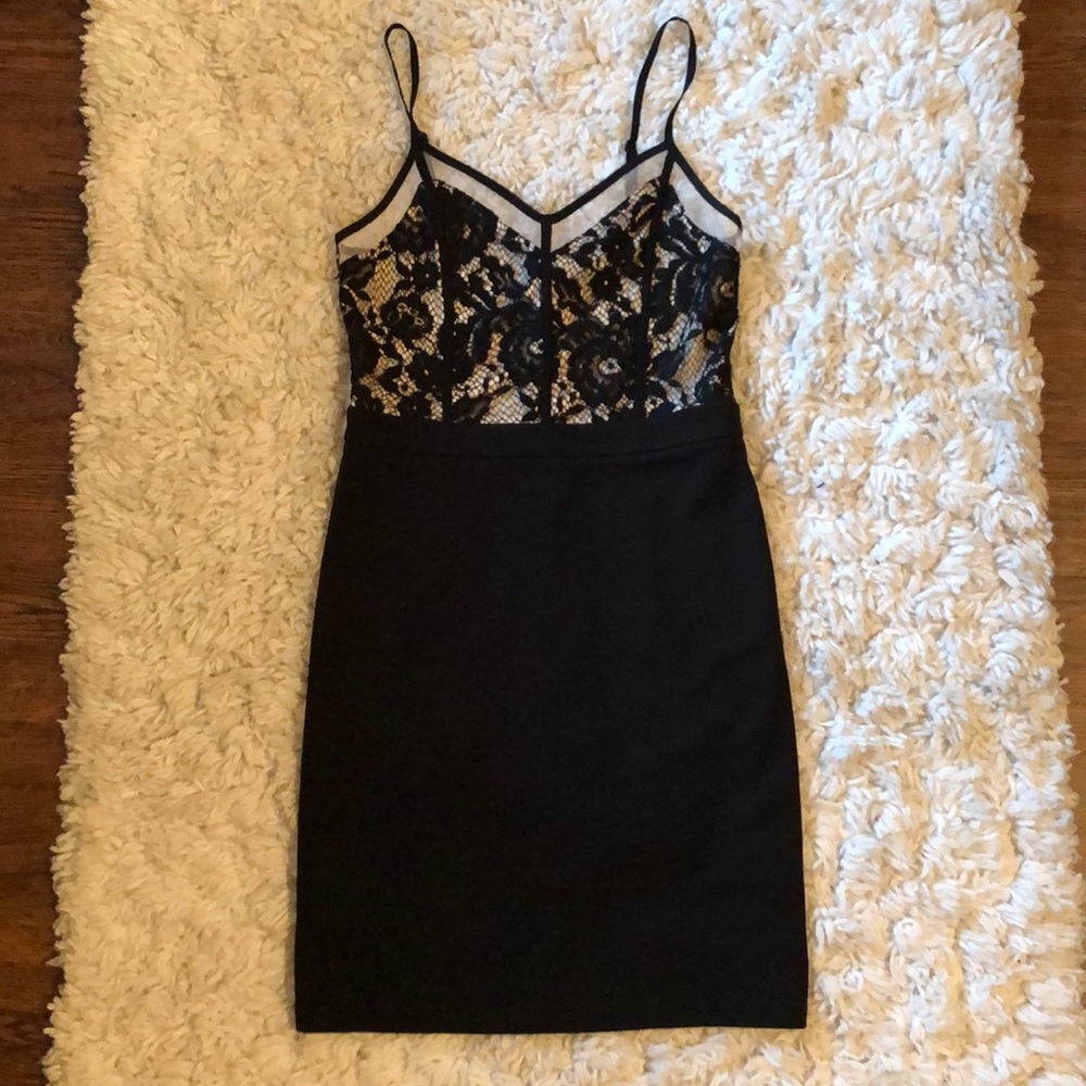 Forever 21 black and nude lace semi formal dress!